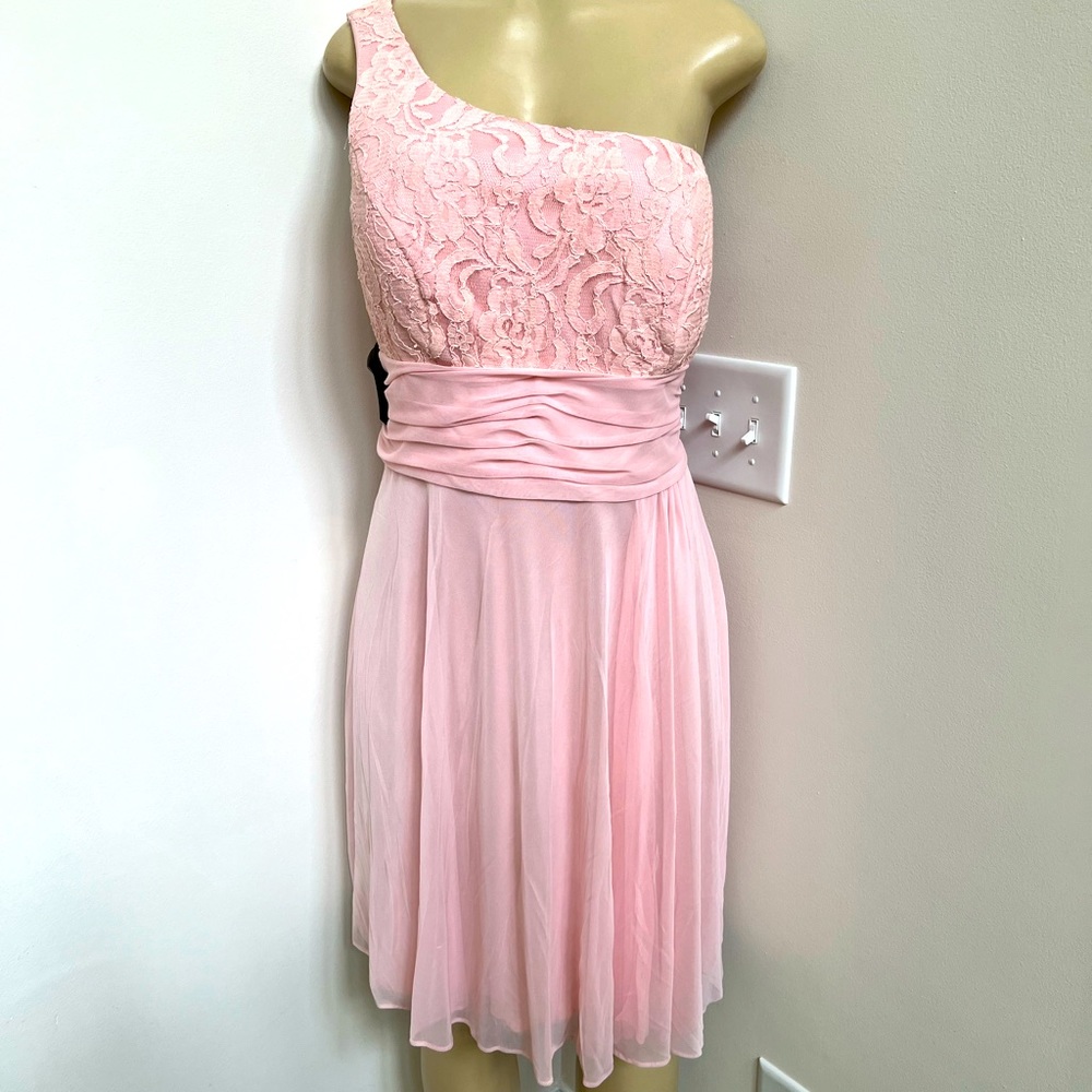 Juno pink lace one shoulder dress with matching scarf  sz Xl.